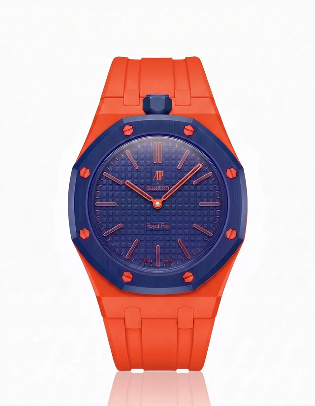 Rubber Strap & Case For AP x Swatch Royal Pop Orenji Hachi