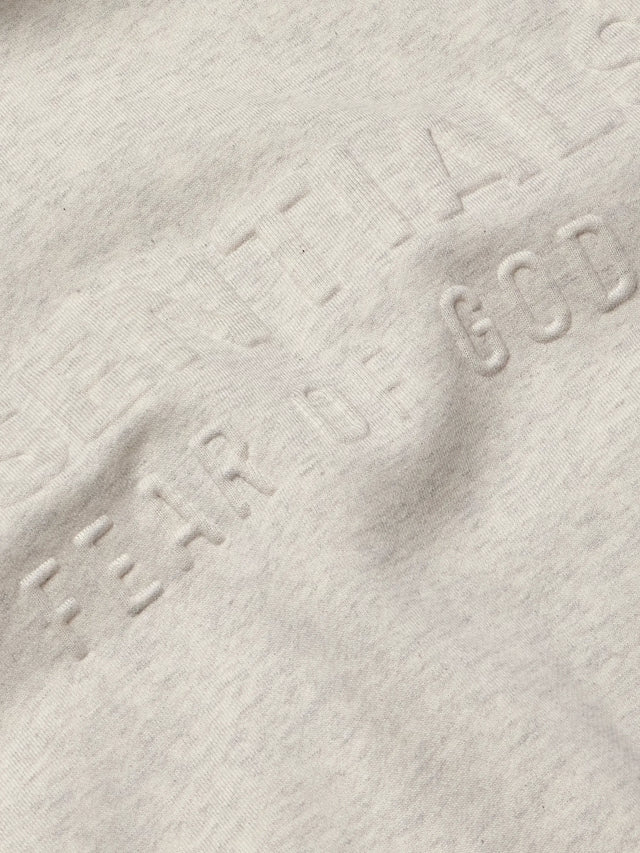 FEAR OF GOD ESSENTIALS Logo-Embossed Cotton-Blend Jersey Hoodie LIGHT OATMEAL